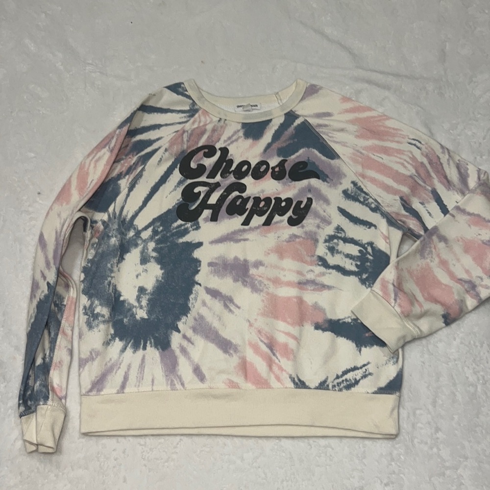 Choose Happy Tie Dye Long Sleeve Sweatshirt